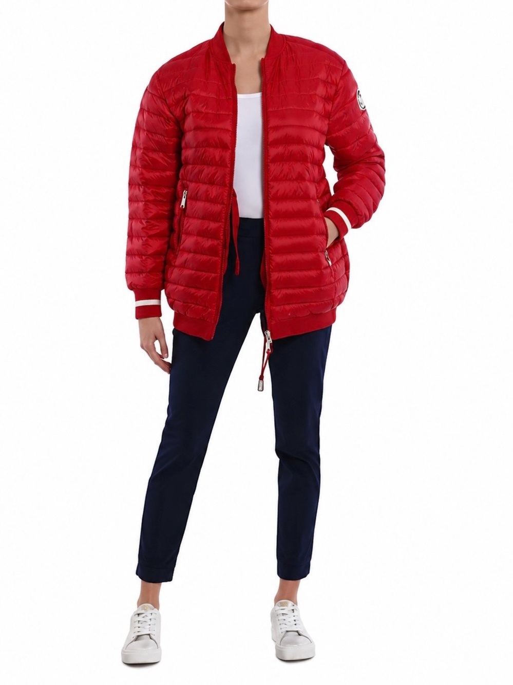RARE Moncler Charoite Giubbotto Red Bomber Jacket Size 1 Small Authenticated